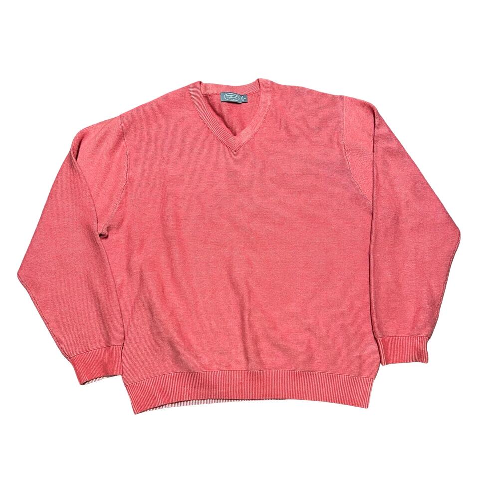 Vintage 90s Talbots Knit V-Neck Sweater Mens XL 100% Cotton Grandpa Preppy